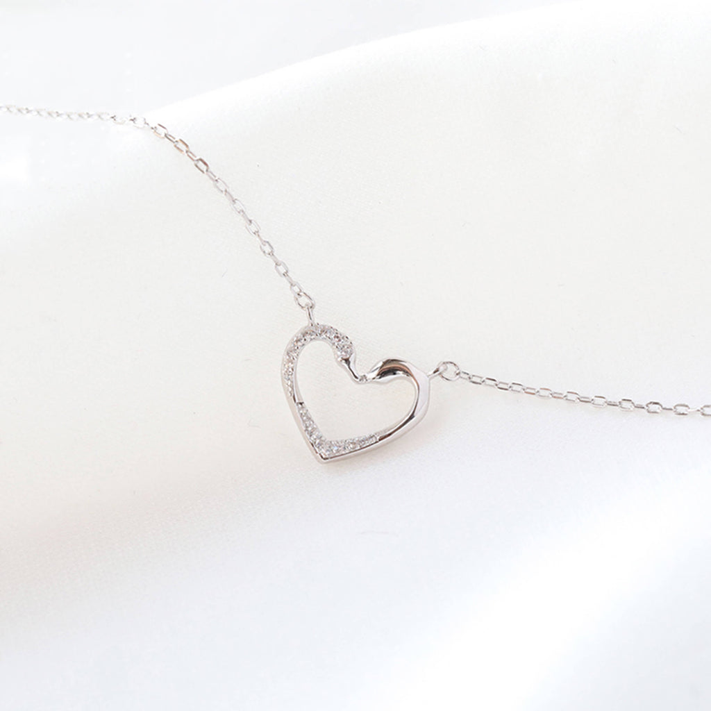 Bridesmaid Gifts Heart Necklace Sterling Silver Heart Pendant Diamond Look Zirconia Heart Necklace - urweddinggifts