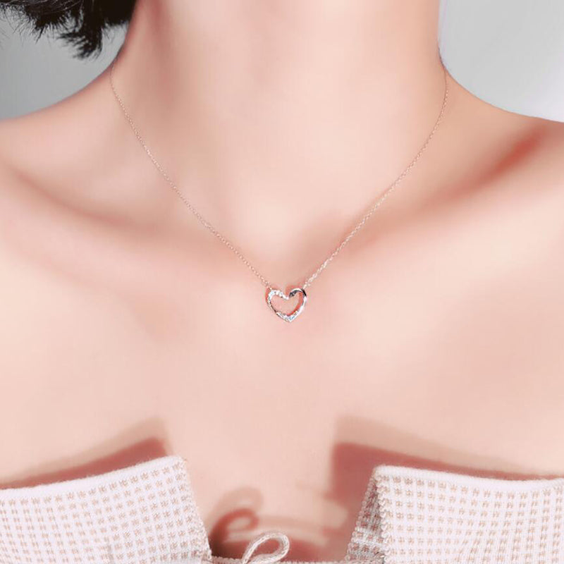 Bridesmaid Gifts Heart Necklace Sterling Silver Heart Pendant Diamond Look Zirconia Heart Necklace - urweddinggifts