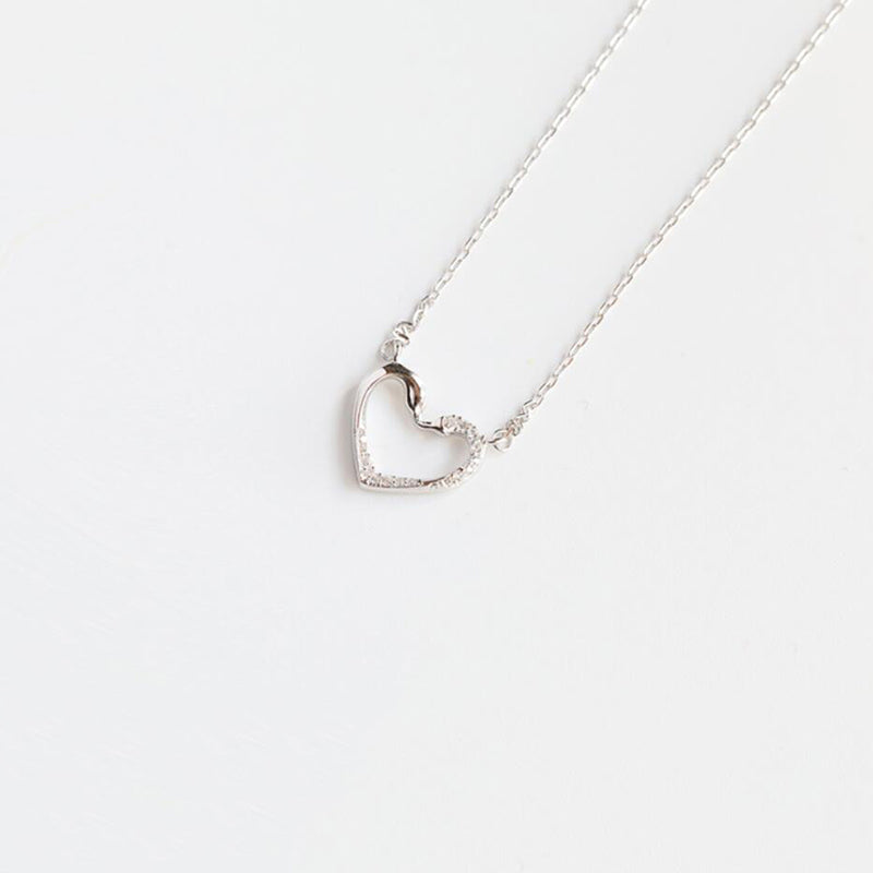 Bridesmaid Gifts Heart Necklace Sterling Silver Heart Pendant Diamond Look Zirconia Heart Necklace - urweddinggifts