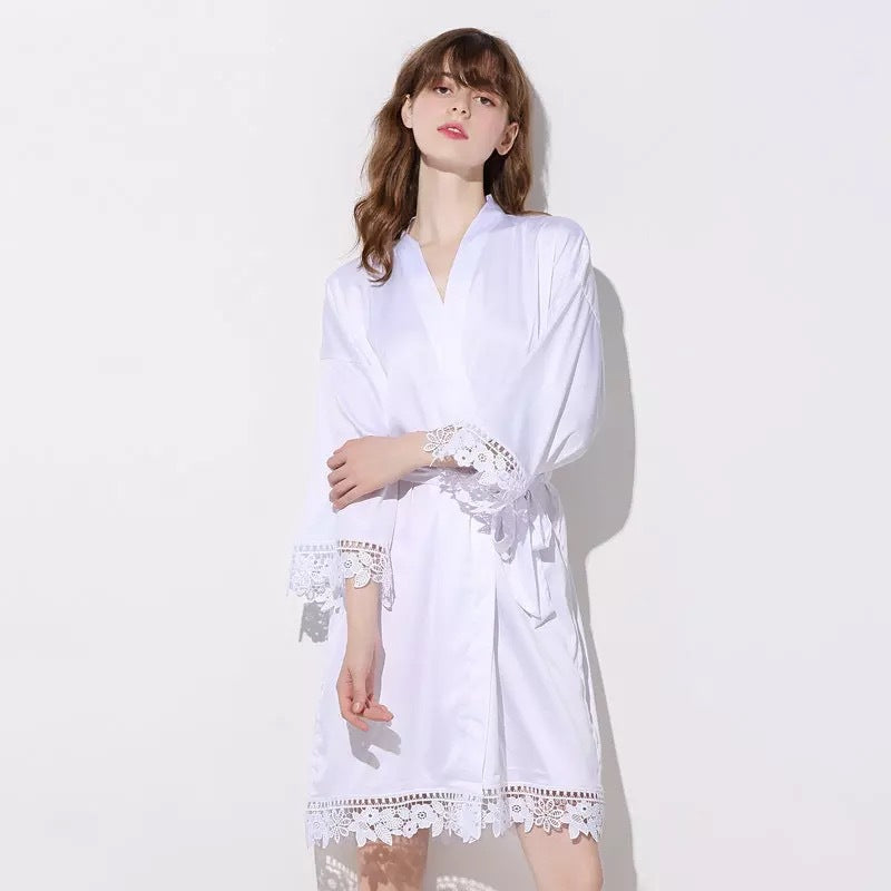 Bridesmaid Gifts Lace Bridal Robe Bridesmaid Robes Bride Robe Bridal Party Robes Satin Robe - urweddinggifts