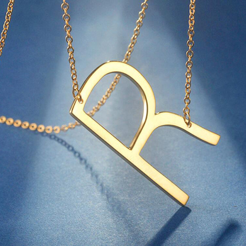 Up To 80% Off on Large Initial Necklace 18k Go... | Groupon Goods