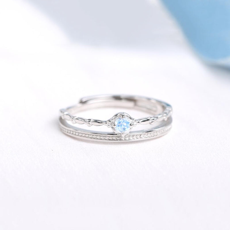 Bridesmaid Gifts Moonstone Ring Double Layer Natural Moonstone Rings Dainty Jewelry - urweddinggifts