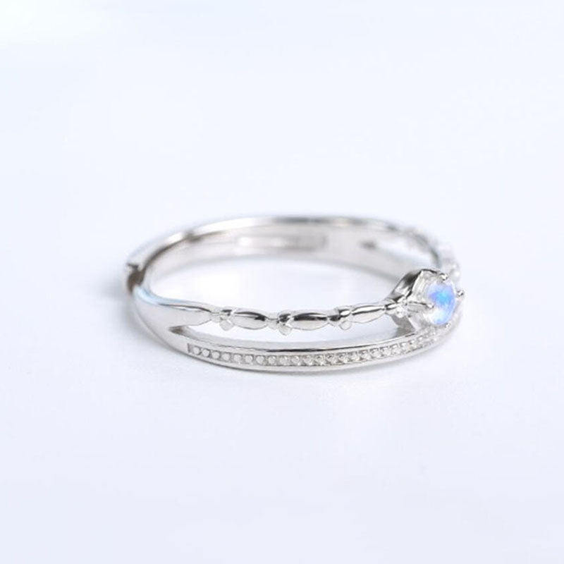 Bridesmaid Gifts Moonstone Ring Double Layer Natural Moonstone Rings Dainty Jewelry - urweddinggifts