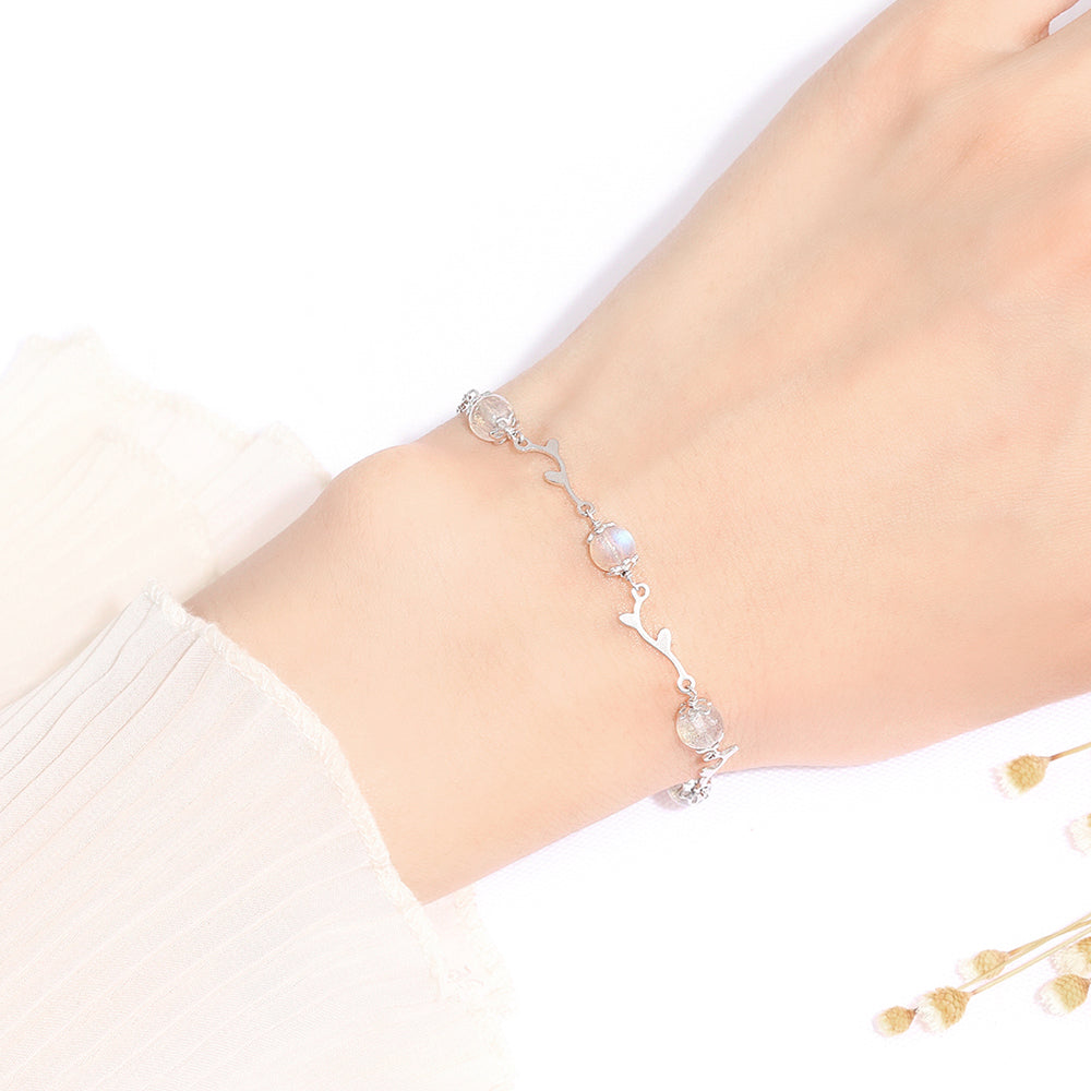 Bridesmaid Gifts Natural Moonstone Bracelet Silver Dainty Bracelet