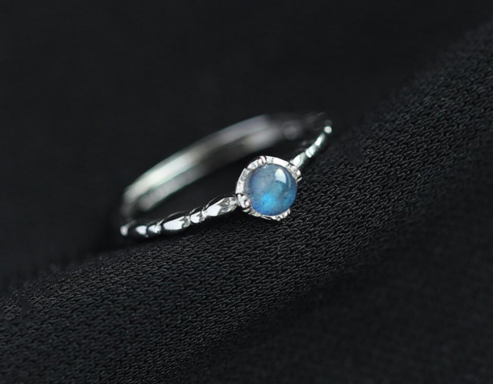 Bridesmaid Gifts Natural Moonstone Ring Adjustable Silver Ring Dainty Moonstone Ring - urweddinggifts