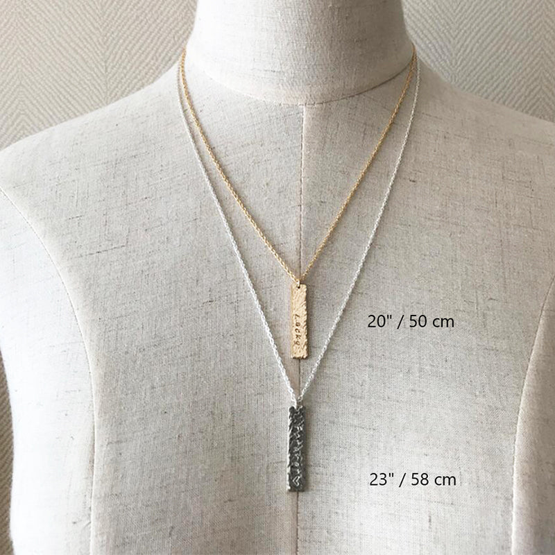 Bridesmaid Gifts Personalized Bar Necklace Vertical Bar Necklace Custom Coordinates Necklace Nameplate - urweddinggifts