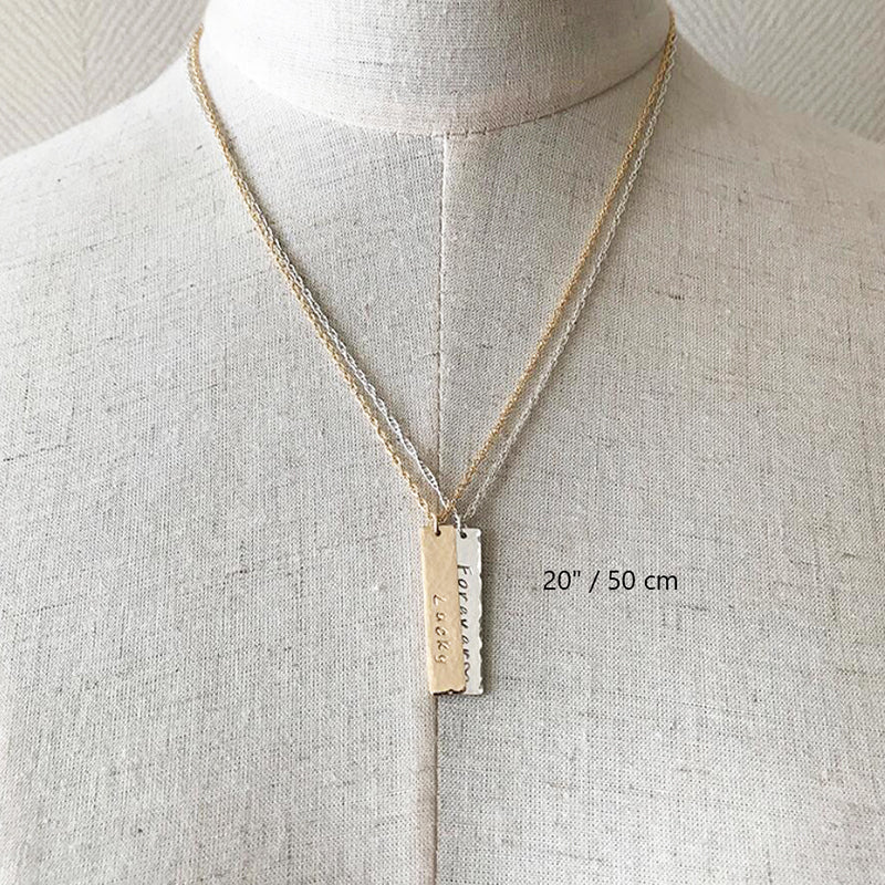 Bridesmaid Gifts Personalized Bar Necklace Vertical Bar Necklace Custom Coordinates Necklace Nameplate - urweddinggifts