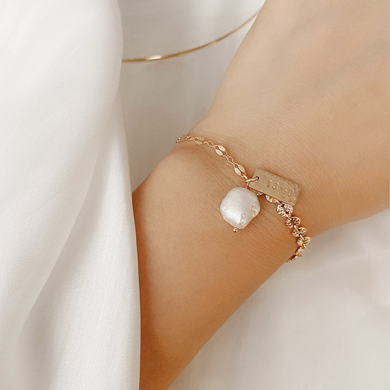 Engraved pearl hotsell bracelet