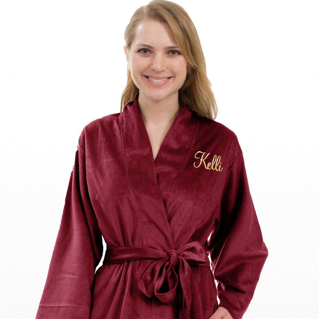 Bridesmaid Gifts Personalized Bridesmaid Robes Customized Velvet Robe Embroidered Bridal Party Robe - urweddinggifts