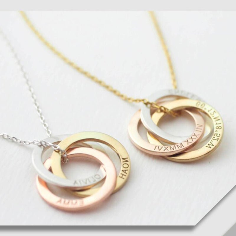 Bridesmaid Gifts Personalized Circle Necklace Custom Name Rings Necklace Eternity Necklace - urweddinggifts