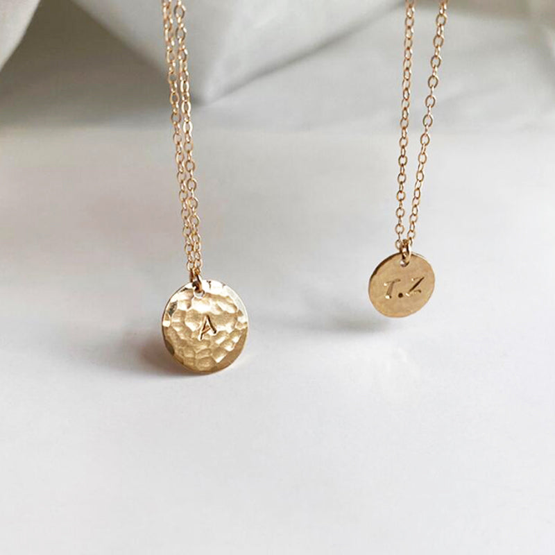 Gold coin deals necklace with initial