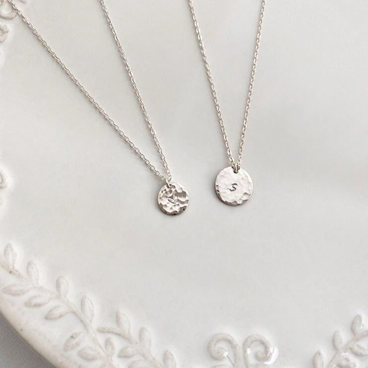 Bridesmaid Gifts Personalized Coin Necklace Engraved Disk Initial Necklace Monogram Circle Necklace - urweddinggifts