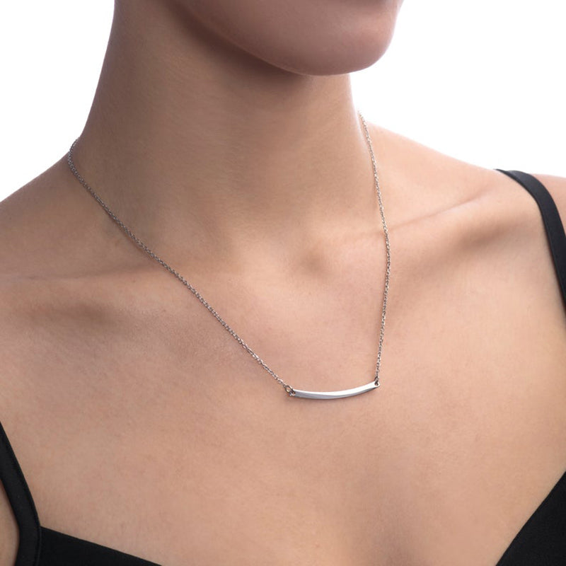 ASOS DESIGN necklace with engraved bar pendant in silver tone | ASOS