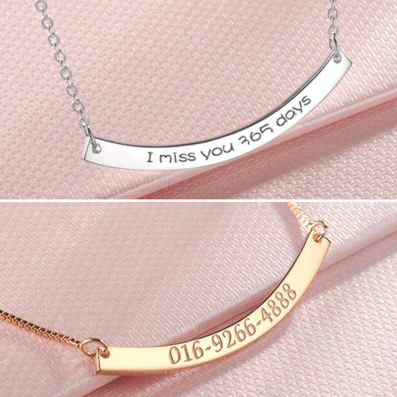 Bridesmaid Gifts Personalized Curved Bar Necklace Skinny Name Plate Necklace Engraved Name Necklace - urweddinggifts