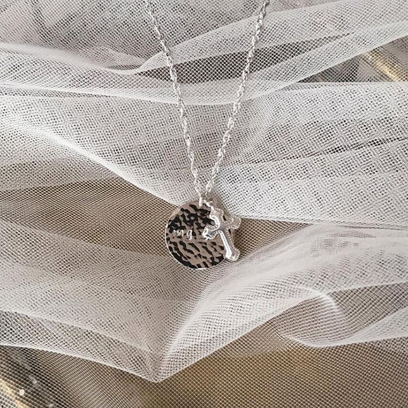 Bridesmaid Gifts Personalized Disc Necklace Engraved Necklace Monogram Pendant Necklace Custom Initials Necklace - urweddinggifts