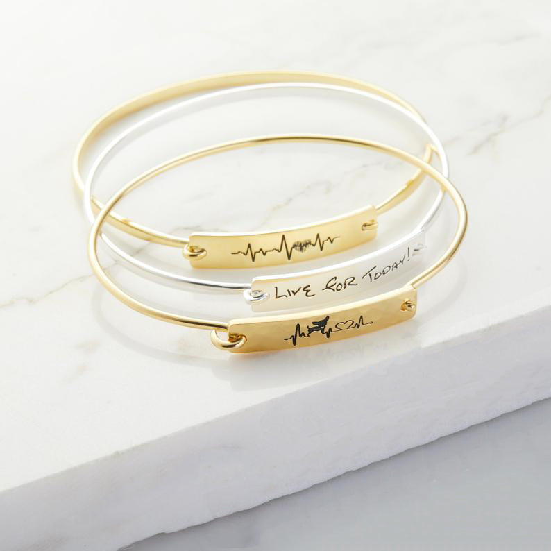 Bridesmaid Gifts Personalized Handwriting Bangle Engraved Signature Bracelet Custom Handwriting Bracelet - urweddinggifts