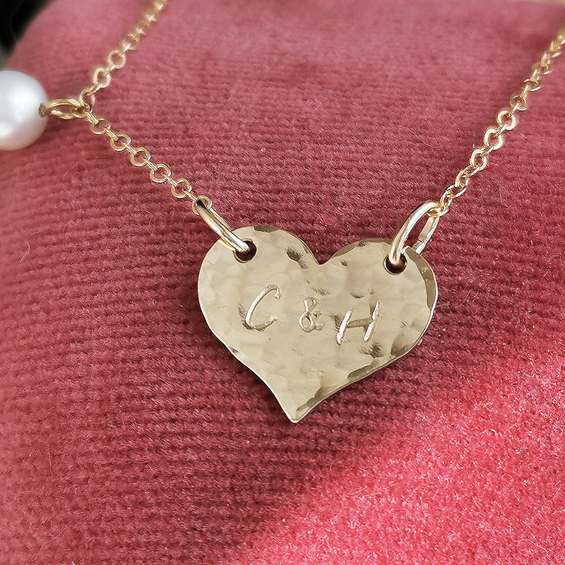 Girls Engraved Heart Necklace | 14K Gold - The Jeweled Lullaby