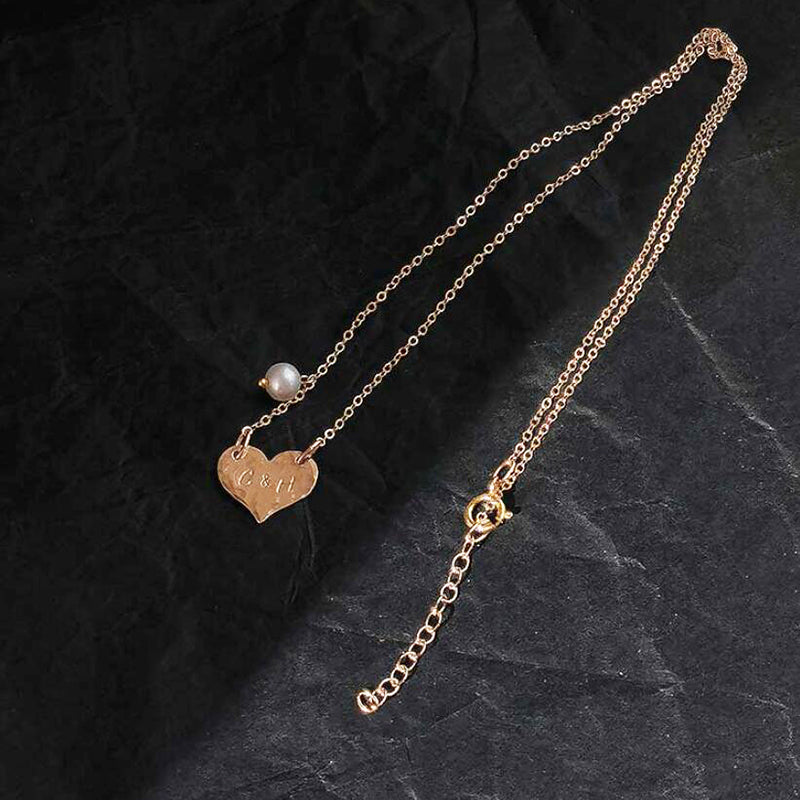 Bridesmaid Gifts Personalized Heart Necklace Engraved Heart Necklace Monogram Necklace - urweddinggifts