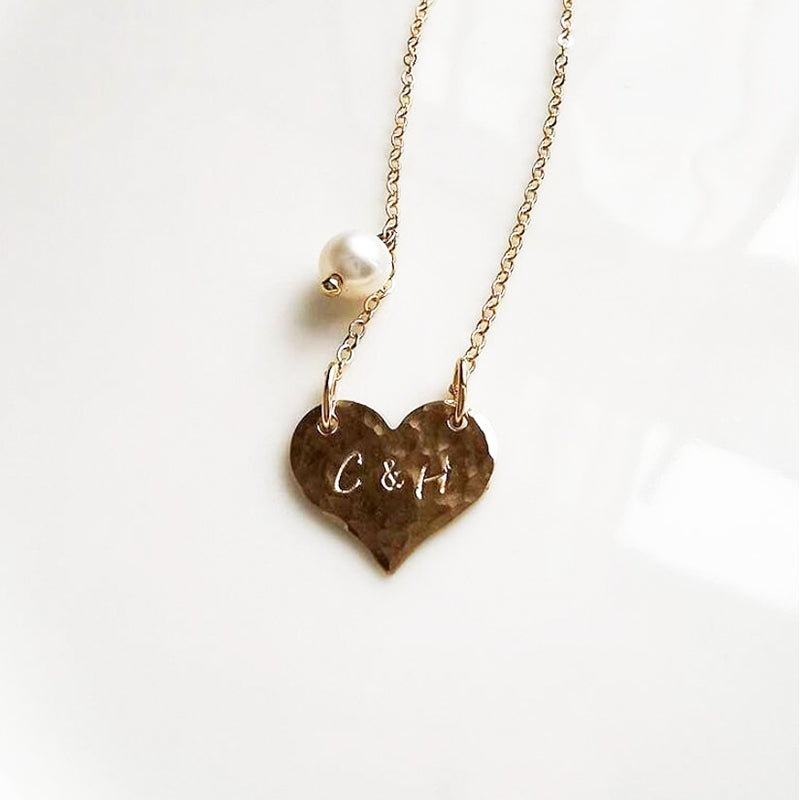 Bridesmaid Gifts Personalized Heart Necklace Engraved Heart Necklace Monogram Necklace - urweddinggifts