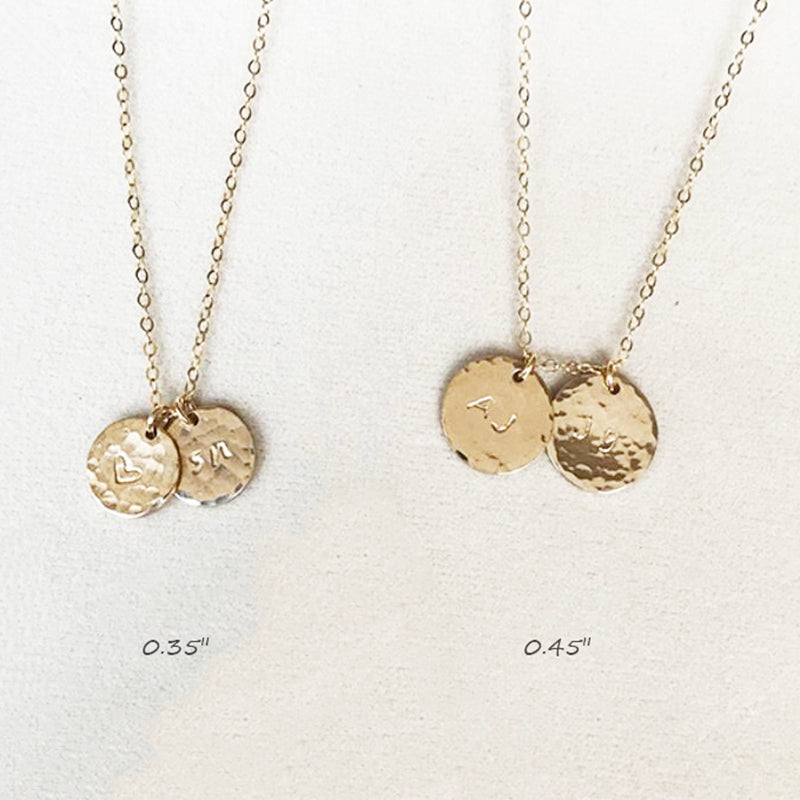 1 inch Engravable 14K Gold Monogram Disc Charm Necklace