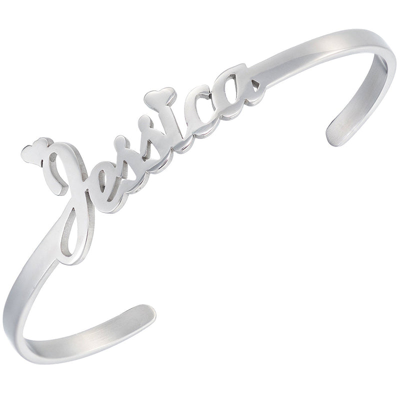 Customized Engraved Name Bracelet For Women Personalized Cuff Adjustable  Bangle Bracelet Stainless Steel Customized Letters Phrases Party Jewelry  Family Holiday Gifts (english Letter Only) - Temu