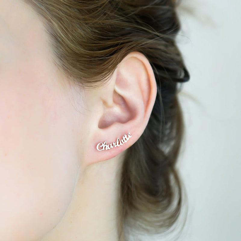 Bridesmaid Gifts Personalized Name Earrings Custom Handwriting Earrings Minimalist Earrings - urweddinggifts
