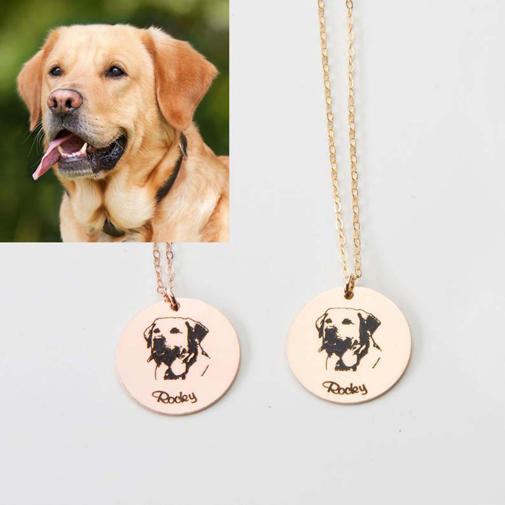 Bridesmaid Gifts Personalized Portrait Necklace Custom Dog Photo Necklace Engraved Cat Memorial Jewelry - urweddinggifts