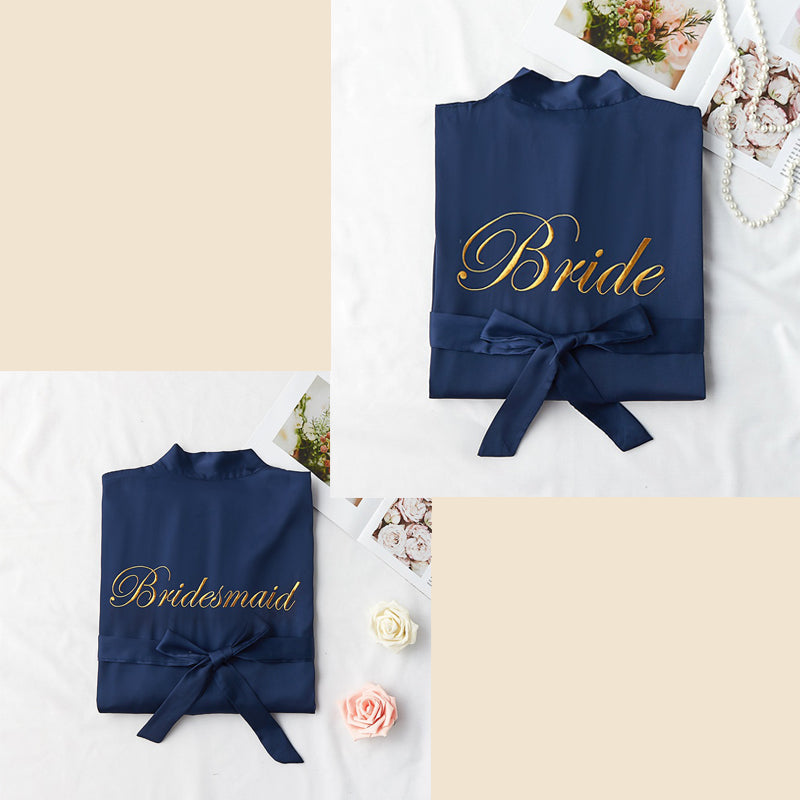 Bridesmaid Gifts Personalized Silk Robes Custom Bridesmaid Robes Embroidered Bride Robe - urweddinggifts