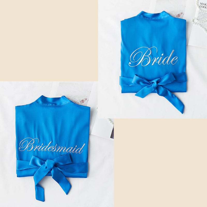 Bridesmaid Gifts Personalized Silk Robes Custom Bridesmaid Robes Embroidered Bride Robe - urweddinggifts