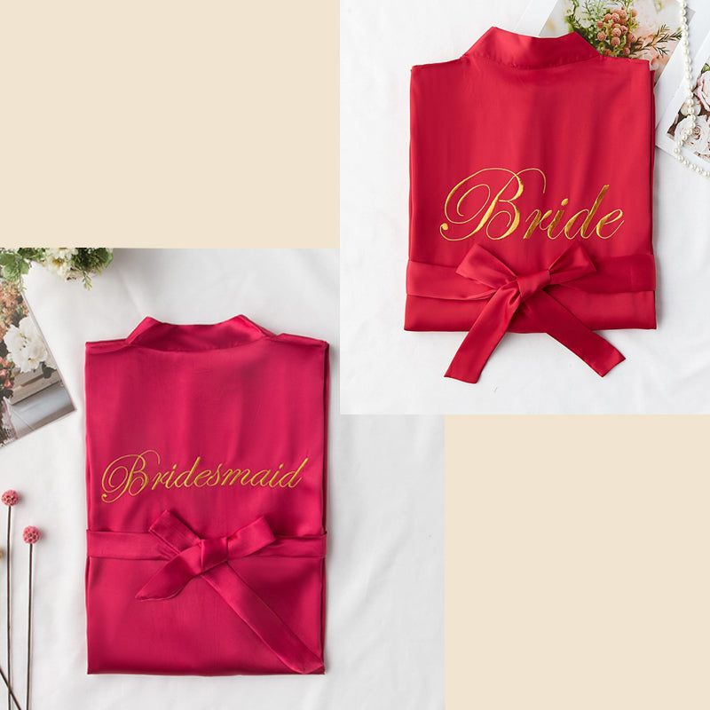 Bridesmaid Gifts Personalized Silk Robes Custom Bridesmaid Robes Embroidered Bride Robe - urweddinggifts