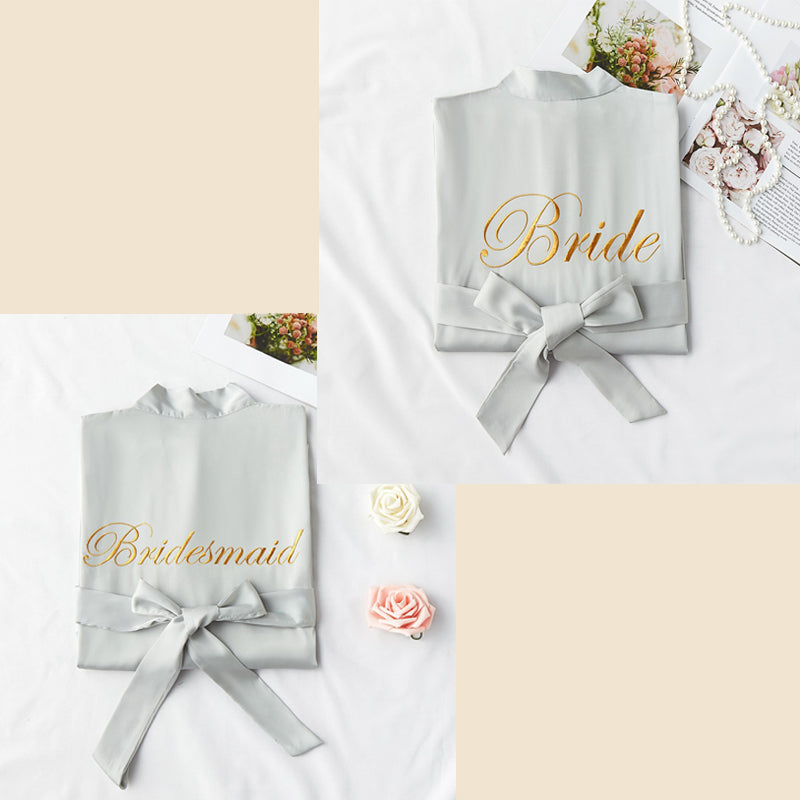 Bridesmaid Gifts Personalized Silk Robes Custom Bridesmaid Robes Embroidered Bride Robe - urweddinggifts