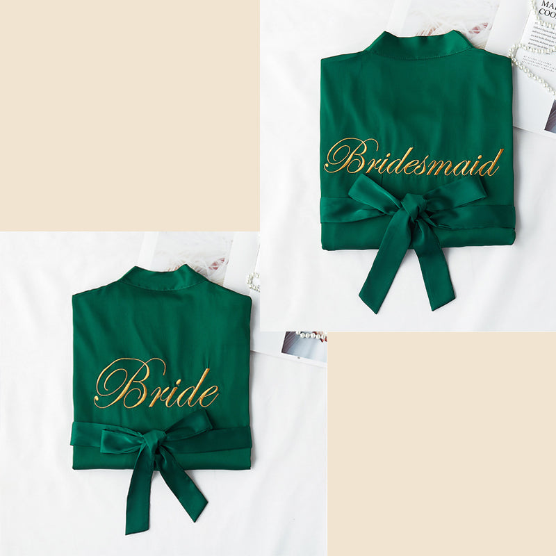 Bridesmaid Gifts Personalized Silk Robes Custom Bridesmaid Robes Embroidered Bride Robe - urweddinggifts