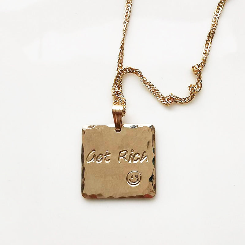 Bridesmaid Gifts Personalized Square Necklace Monogram Necklace Engraved Square Plate Necklace - urweddinggifts