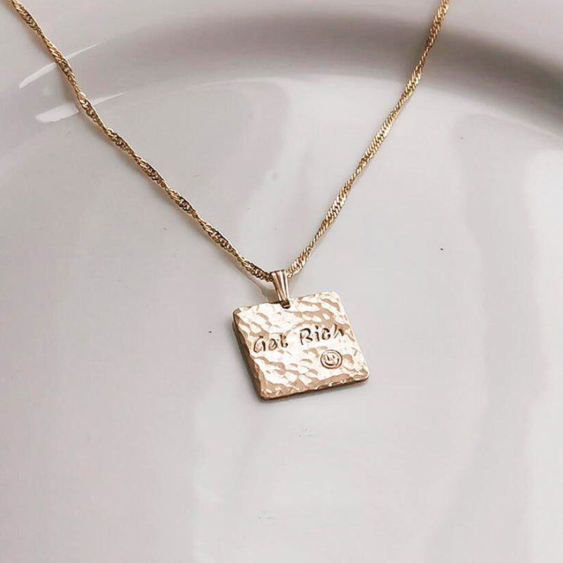 Bridesmaid Gifts Personalized Square Necklace Monogram Necklace Engraved  Square Plate Necklace