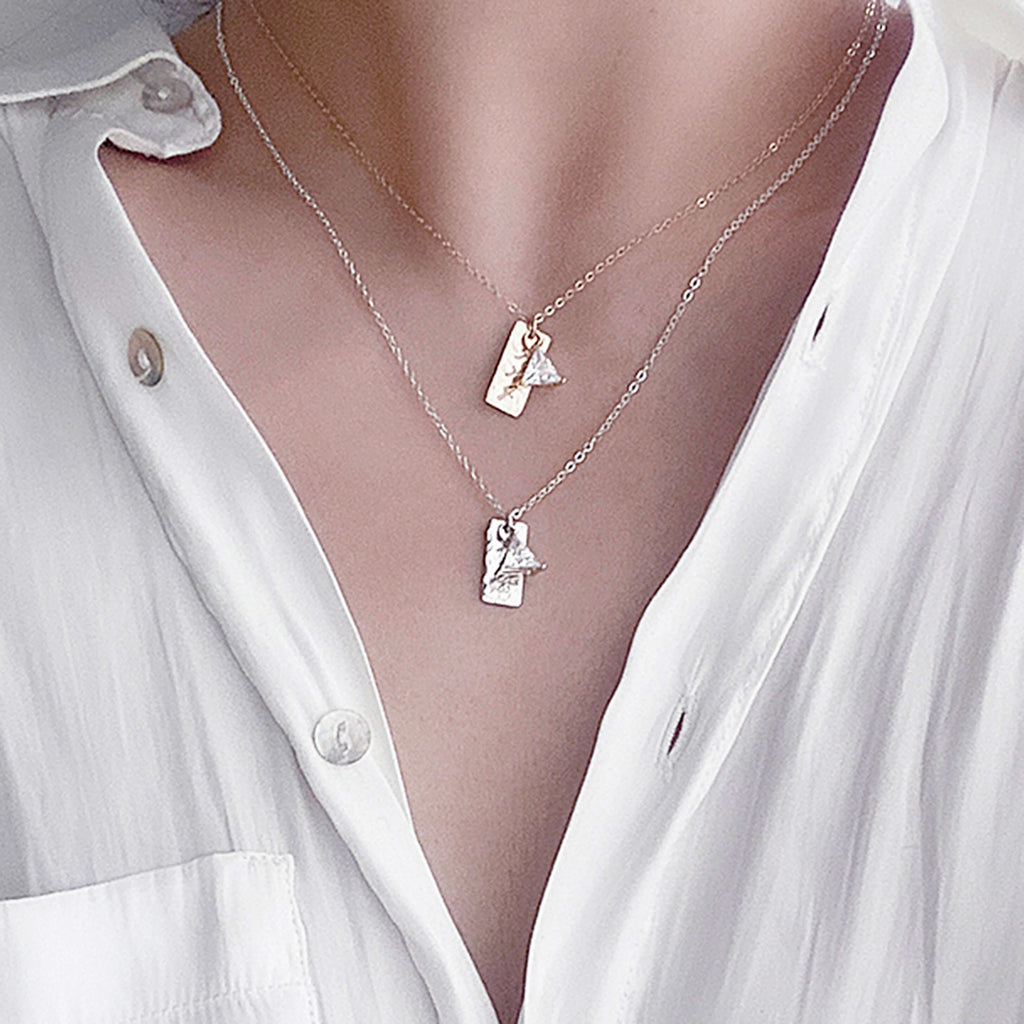Bridesmaid Gifts Personalized Vertical Bar Necklace Engraved Zirconia Bar Necklace Custom Bar Necklace - urweddinggifts