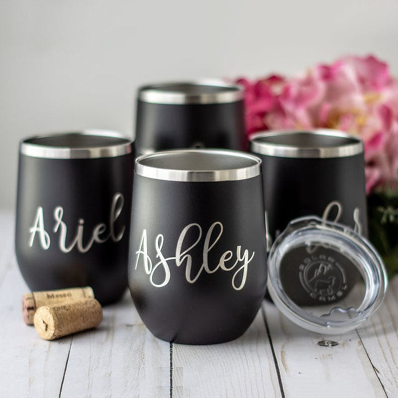 Bridesmaid Gifts Personalized Wine Tumbler Bachelorette Cups Engraved Bridesmaid Cups Custom Champagne Tumbler - urweddinggifts