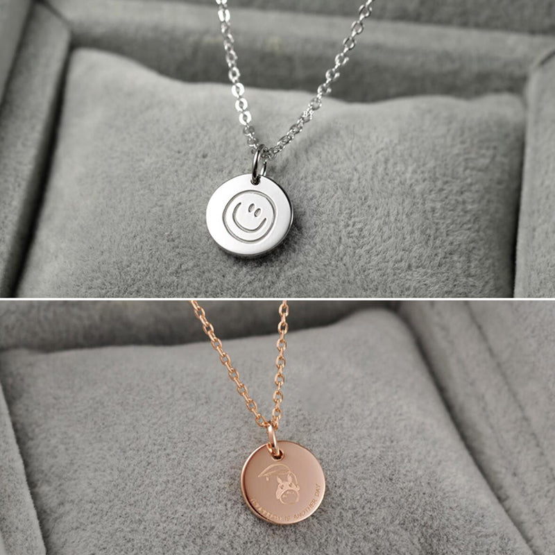 Bridesmaid Gifts Personalized necklace Custom Engraved Disc Necklace Initial Necklace - urweddinggifts