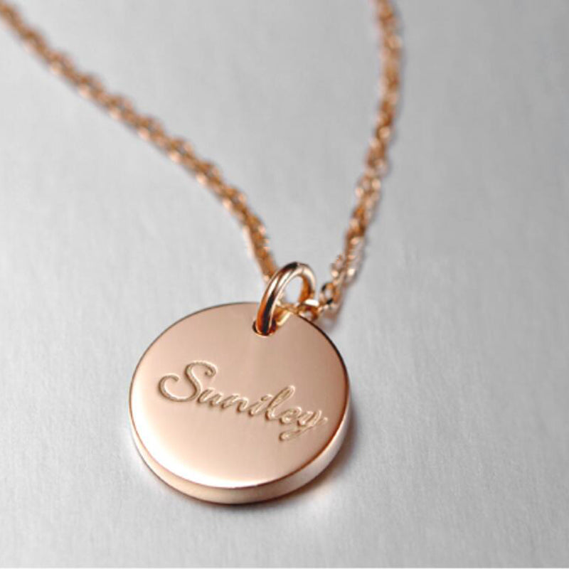 Bridesmaid Gifts Personalized necklace Custom Engraved Disc Necklace Initial Necklace - urweddinggifts