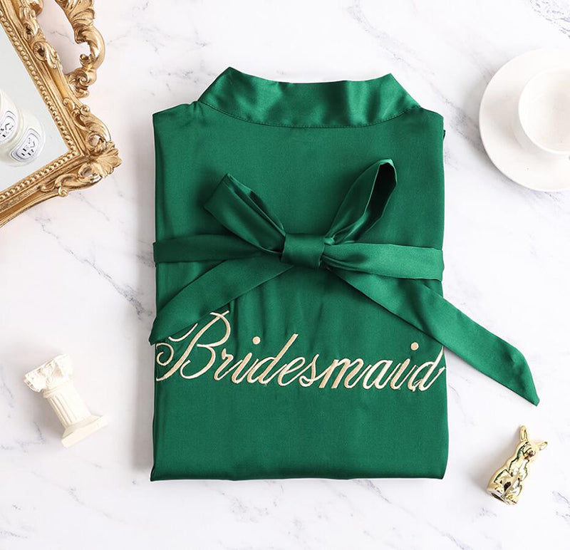 Bridesmaid Gifts Silk Bridal Robe Bridesmaid Robes Embroidered Bride Robe - urweddinggifts