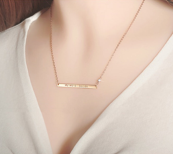 Bridesmaid Gifts Skinny Bar Necklace Custom Inspirational Bar Necklace Name Plate Jewelry - urweddinggifts