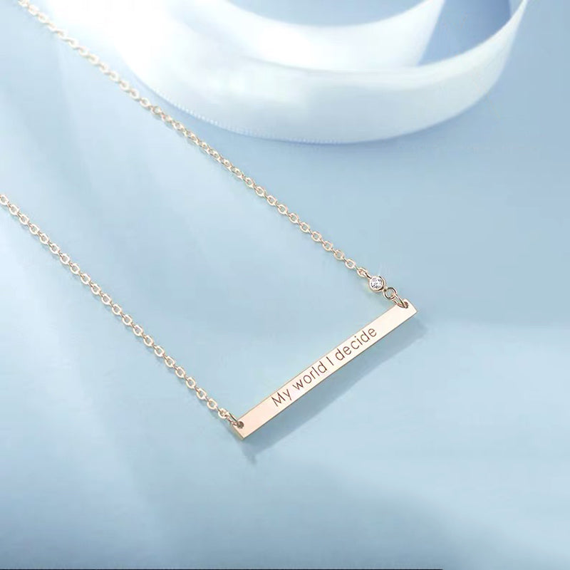 Bridesmaid Gifts Skinny Bar Necklace Custom Inspirational Bar Necklace Name Plate Jewelry - urweddinggifts