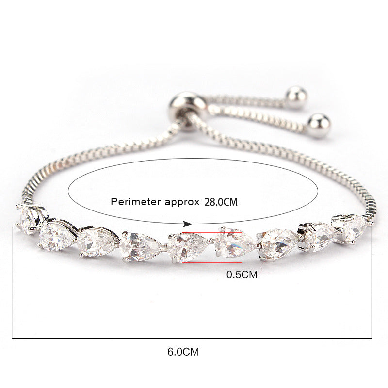 Bridesmaid Gifts Small Teardrop Cubic Zirconia Bracelet Slide Adjustable Bracelet Personalized Bracelet - urweddinggifts