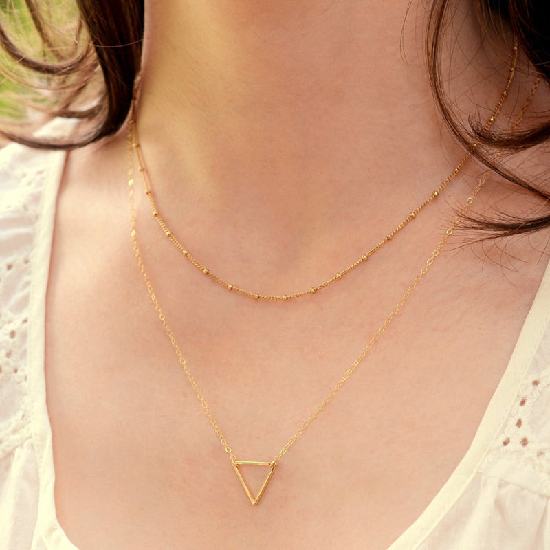 Bridesmaid Gifts Small Triangle Necklace Floating Triangle Necklace Delicate Necklace - urweddinggifts