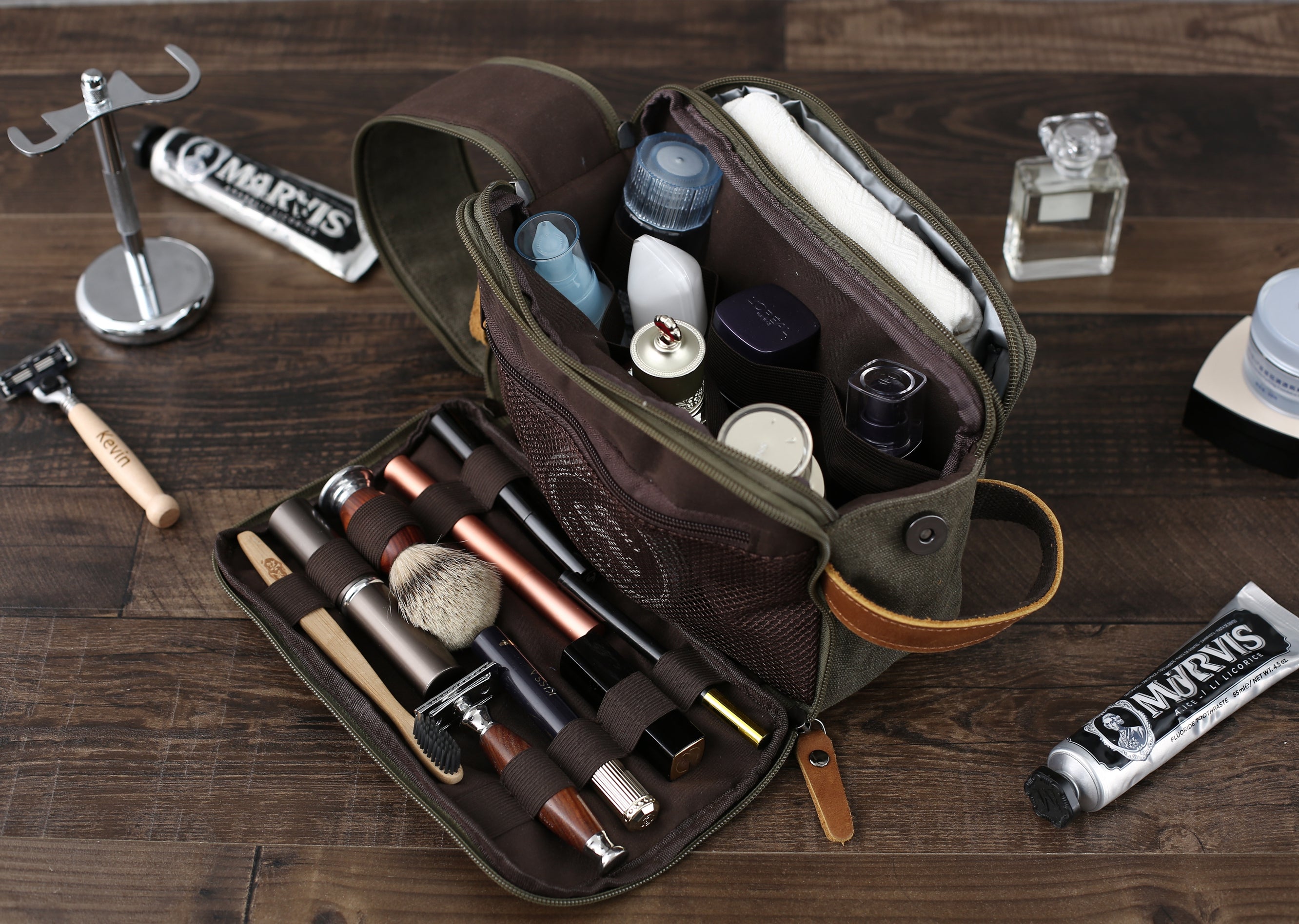 Groomsmen Gift Monogrammed Toiletry Bag Canvas Dopp Kit Shaving