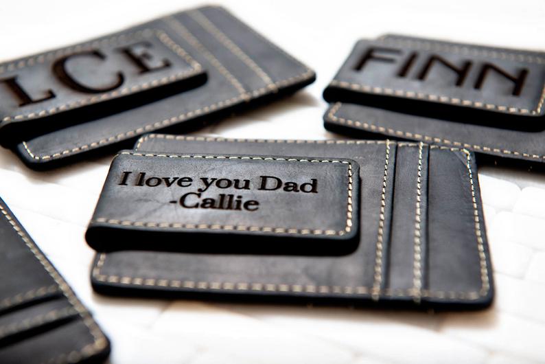 Leather Money Clips for Men Dad Gift Custom Gift from Daughter Personalized Wallet with Magnetic Clip Leather Fathers Day Gifts for Dad - urweddinggifts
