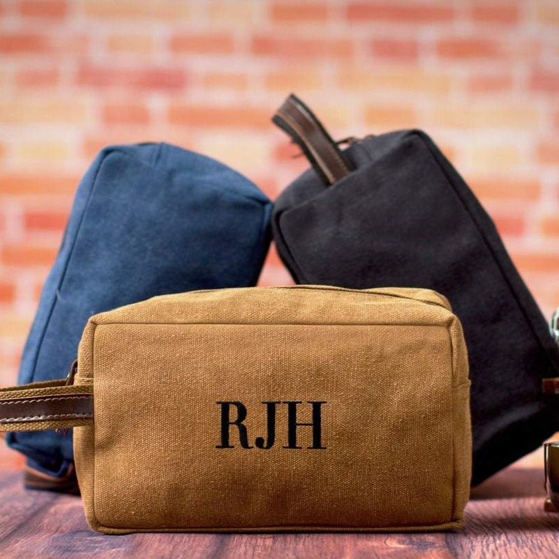 Personalized Canvas Dopp Kit Toiletry Bag for Groomsmen Embroidered UrWeddingGifts