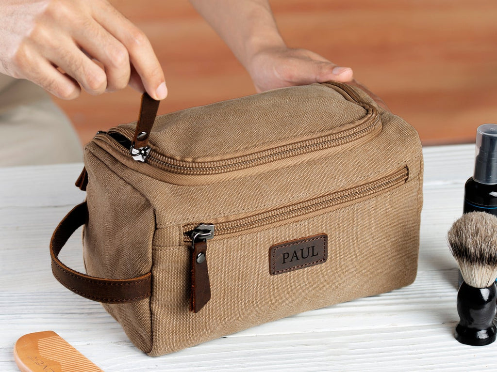 Groomsmen Gifts Personalized Canvas Dopp Kit Monogrammed Toiletry Bag Best Man Gift