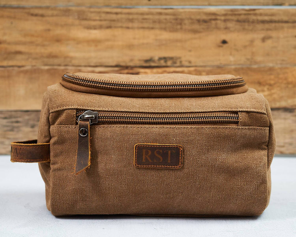 Groomsmen Gifts Personalized Canvas Dopp Kit Monogrammed Toiletry Bag Best Man Gift