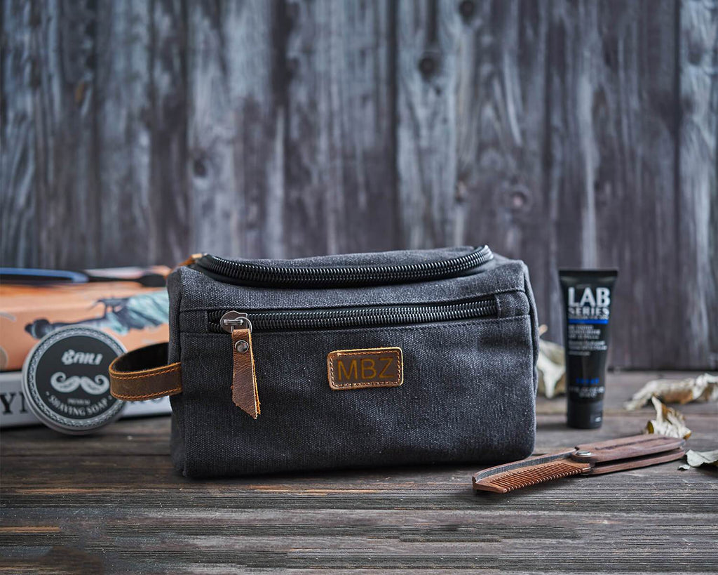 Groomsmen Gifts Personalized Canvas Dopp Kit Monogrammed Toiletry Bag Best Man Gift