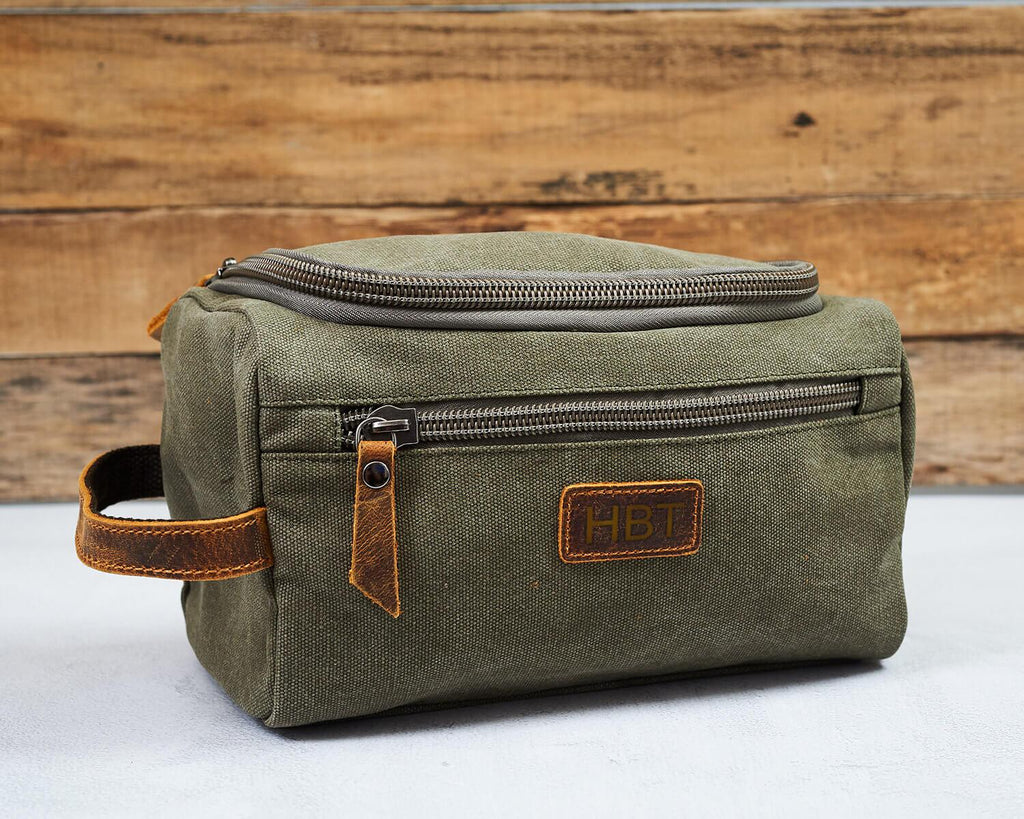 Groomsmen Gifts Personalized Canvas Dopp Kit Monogrammed Toiletry Bag Best Man Gift